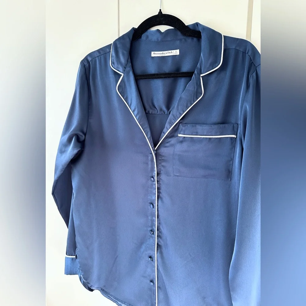 Abercrombie & Fitch Satin Sleep Top - Navy - S - Picture 3 of 5